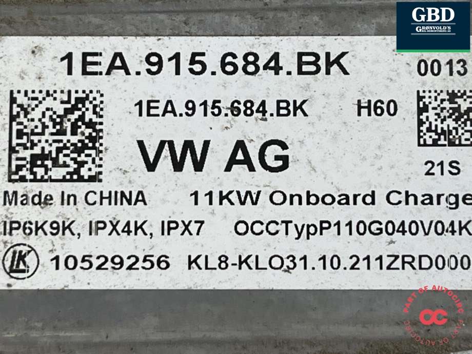 Batterilader (OBC - On Board Charger) til Cupra Born 2022-->> (1EA 915 684 FE|1EA915684BK|)