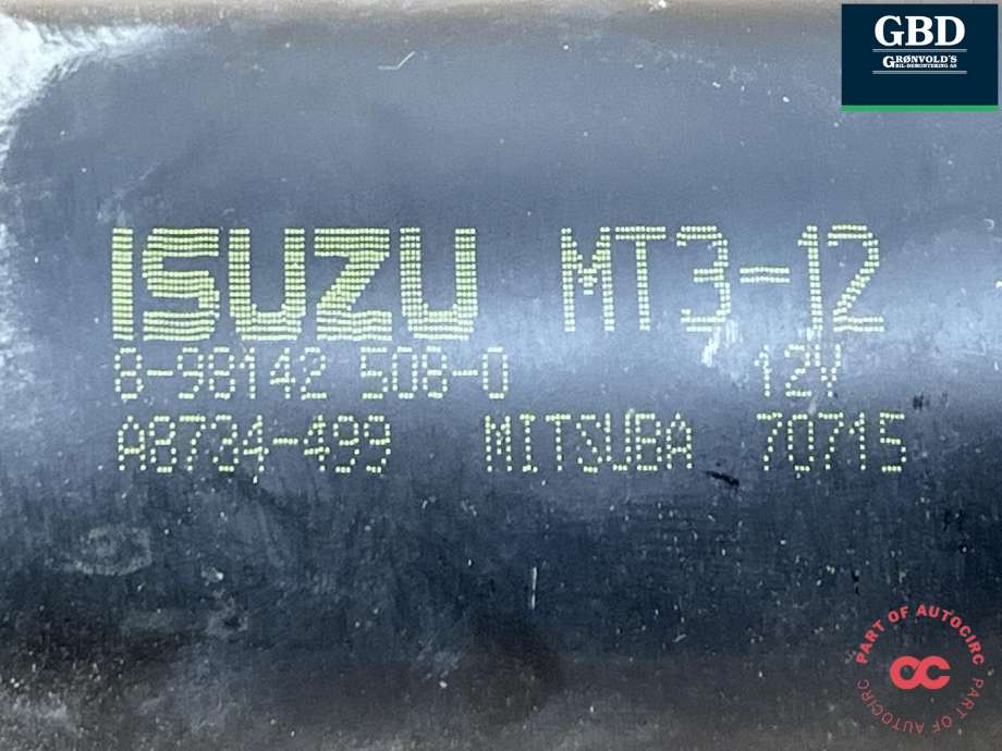 Viskermotor frontrute til Isuzu D-Max 2017-2020 (Type II, Fase 2) (8981425080|A8734499|70715)