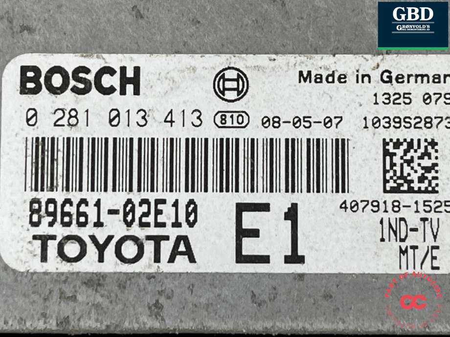 Styreenhet motor til Toyota Auris 2007-2010 (Type I, Fase 1)  (8966002F81|8966002F80|0281013413 | 8966102E10)