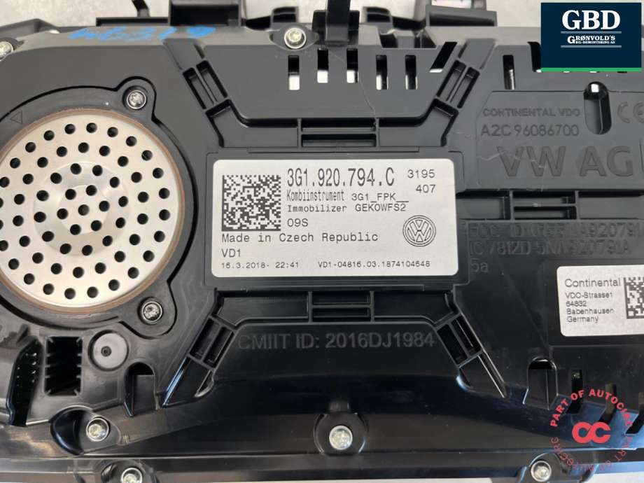 Instrumentpanel til VW Passat 2015-2019 (Fase 1) (B8) (B8) (3G1 920 794 C|)