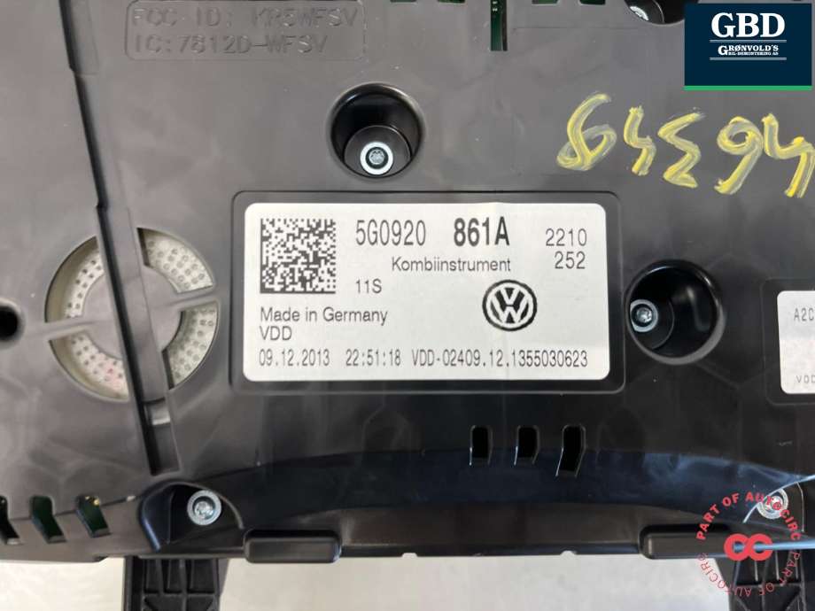 Instrumentpanel til VW Golf VII 2012-2017 (Fase 1)  (5G0 920 861 A|5G0920 861 A|)