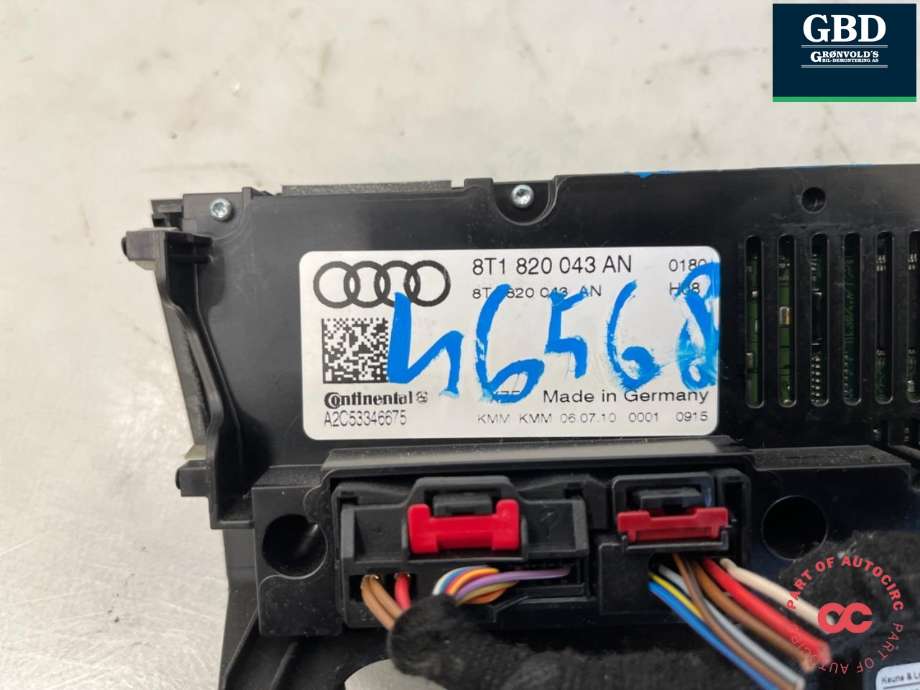 Varmeapparat betjening til Audi A4 2007-2014 (Type IV) (B8) (B8) (8T1 820 043 AH|8T1 820 043 AH XZF|8T1 820 043 AS XZF)