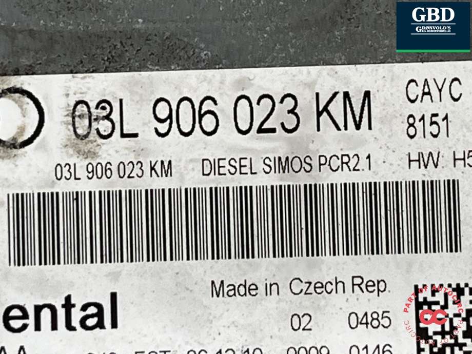 Styreenhet motor til Audi A1 2010-2014 (Type I, Fase 1)  (03L 906 023 KM 8X0|)