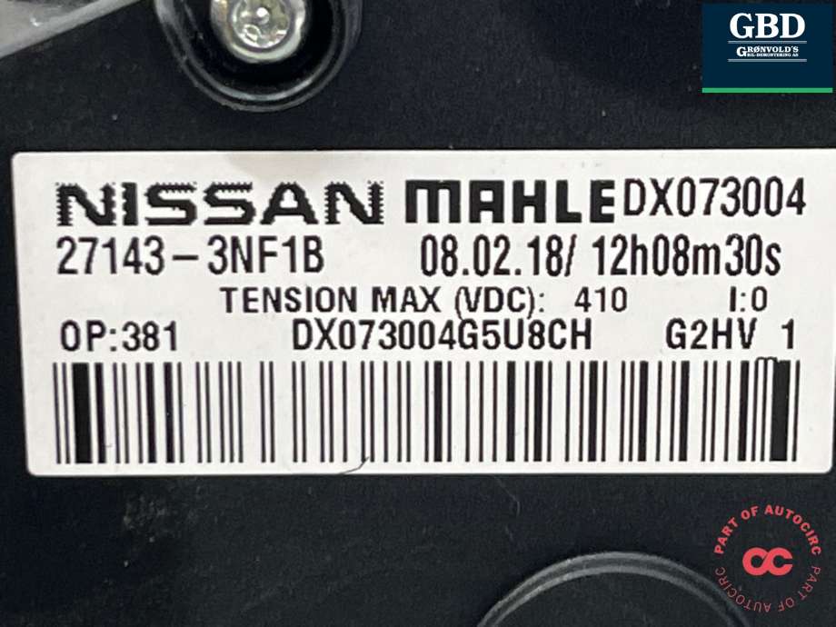 Varmeapparat PTC-heater til Nissan Leaf 2018-->> (Type II)  (271433NF1B|DX073004|)