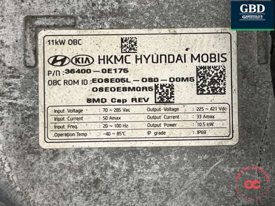 Motor elbil foran til Hyundai Kona 2017-2021 (Type I, Fase 1)  (36500 0E702|)