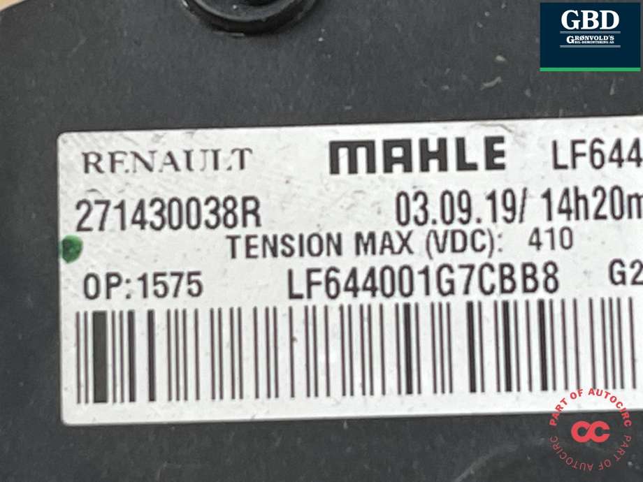 Varmeapparat PTC-heater til Renault Zoe 2019-->> (Fase 2) (271437720R|271430038R|)