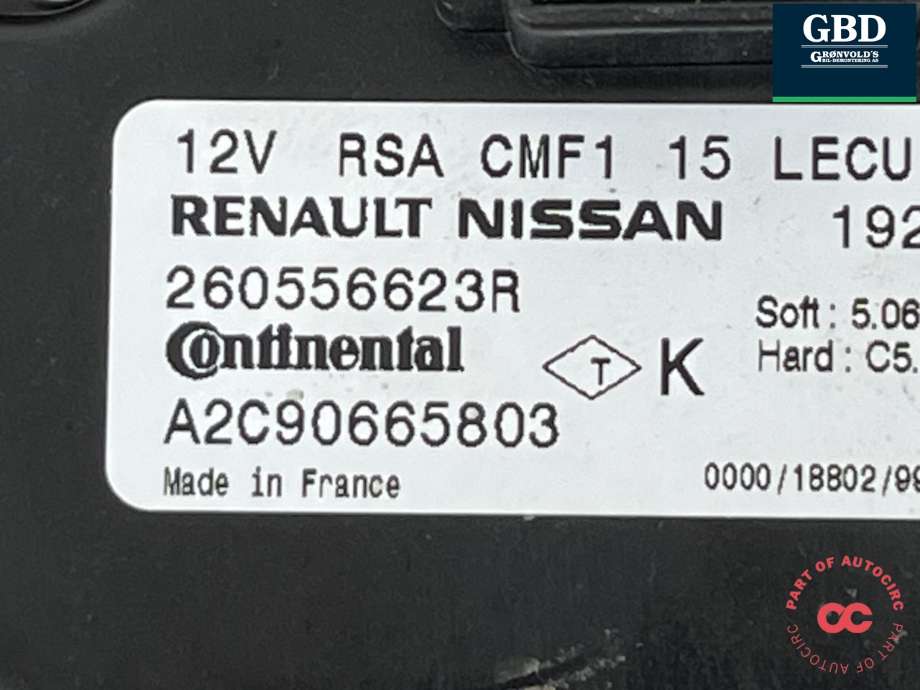 Styreenhet xenon/ballast til Renault Zoe 2019-->> (Fase 2)  (260556623R|)
