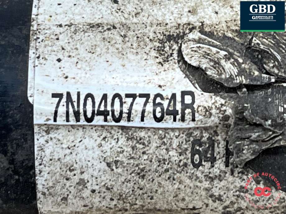 Drivaksel høyre foran, diesel/automat til VW Sharan 2010-->> (Type II)  (7N0 407 764 R|7N0 407 764 RX|)