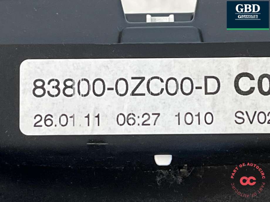 Instrumentpanel til Toyota Auris 2010-2012 (Type I, Fase 2) (838000ZC00|838000ZC00D|)