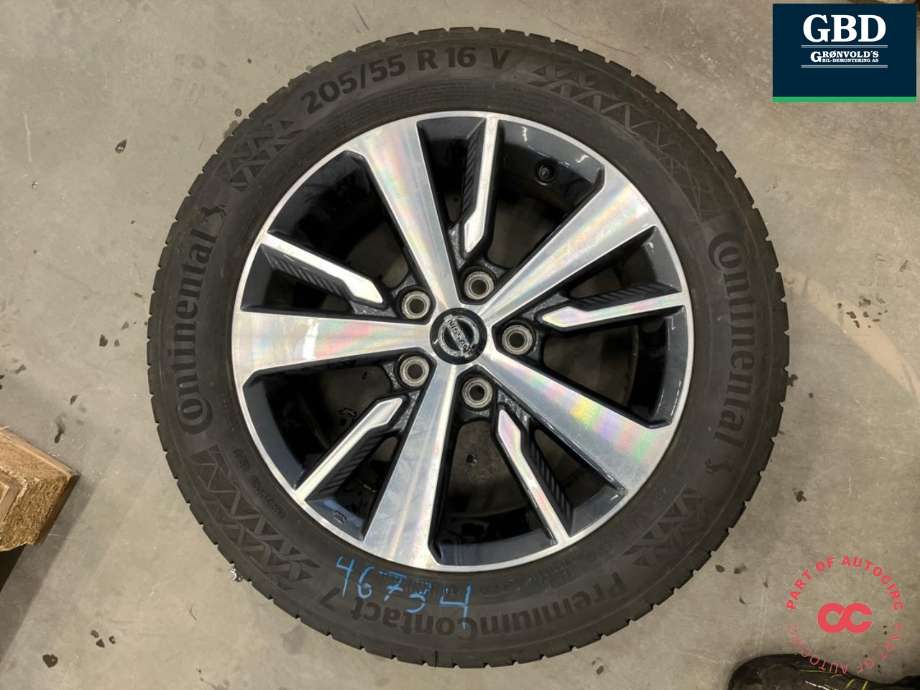 Hjulsett aluminium sommer til Nissan Leaf 2018-->> (Type II) (CONTINENTAL/BRIDGESTONE|205-55R16|PROD 0821 4|33MM|ET IKKE SYNLIG)