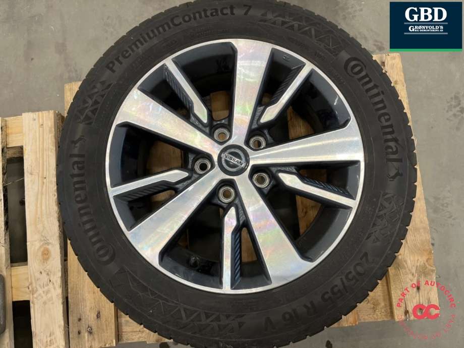 Hjulsett aluminium sommer til Nissan Leaf 2018-->> (Type II) (CONTINENTAL/BRIDGESTONE|205-55R16|PROD 0821 4|33MM|ET IKKE SYNLIG)