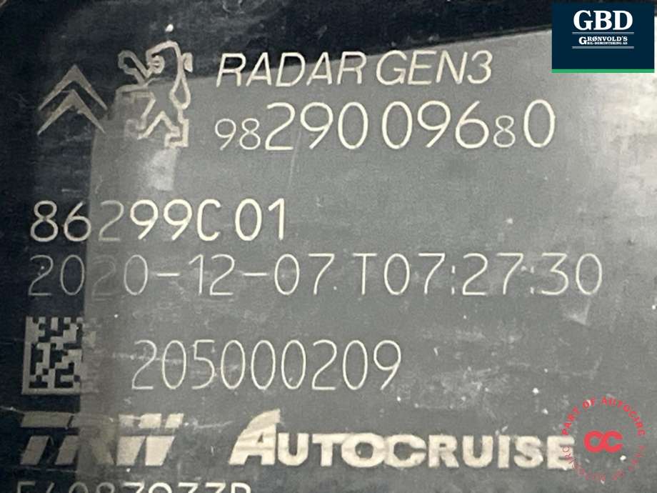 Sensor radar til Opel Grandland X 2017-->>  (16 942 172 80|86299C01|205000209)