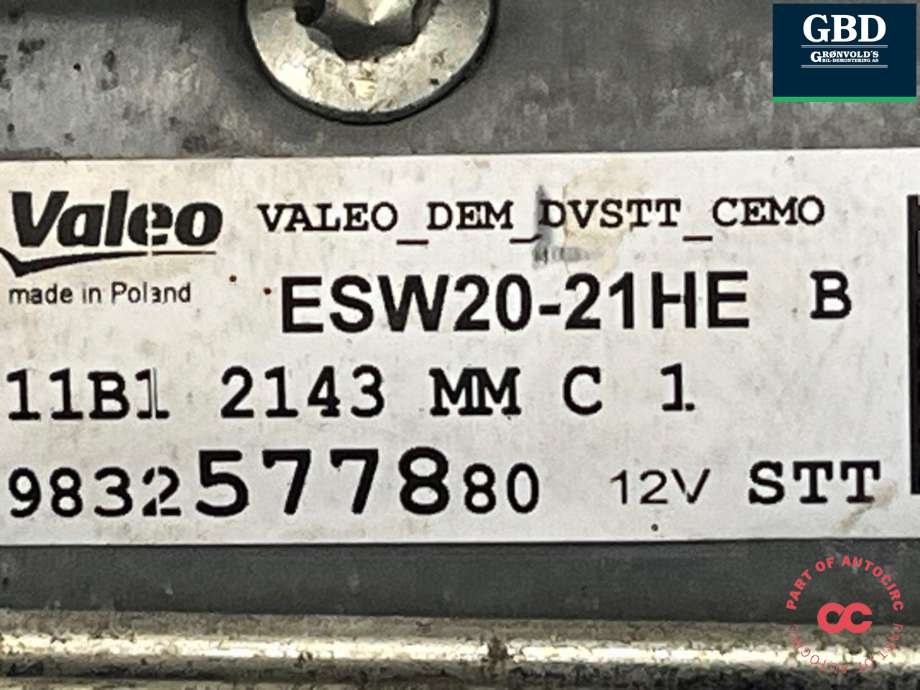 Starter diesel til Opel Grandland X 2017-->> (98 325 778 80|16 656 639 80|ESW2021HE)