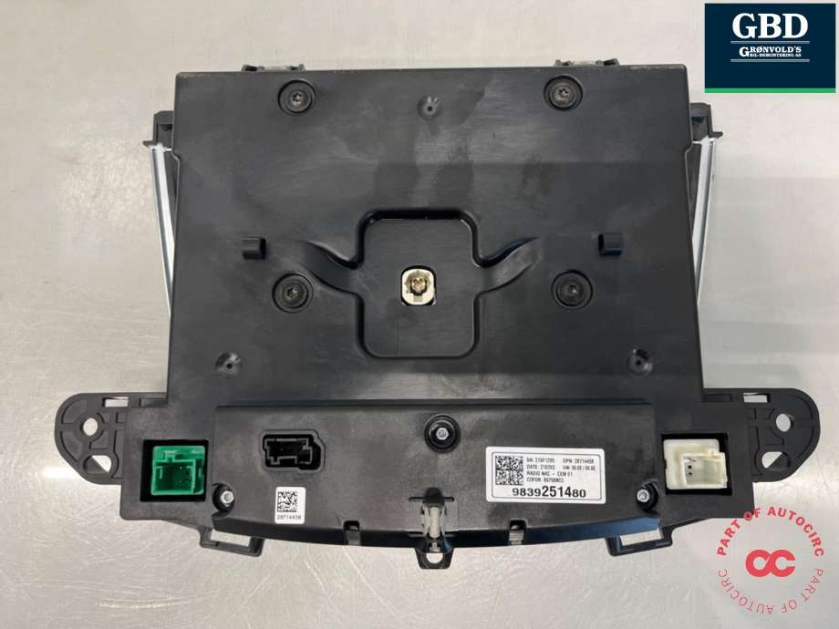 Multimedia display (MCU - Media Controller Unit) til Opel Grandland X 2017-->>  (98 224 342 YX|YQ 002 362 YX|98 392 514 80)