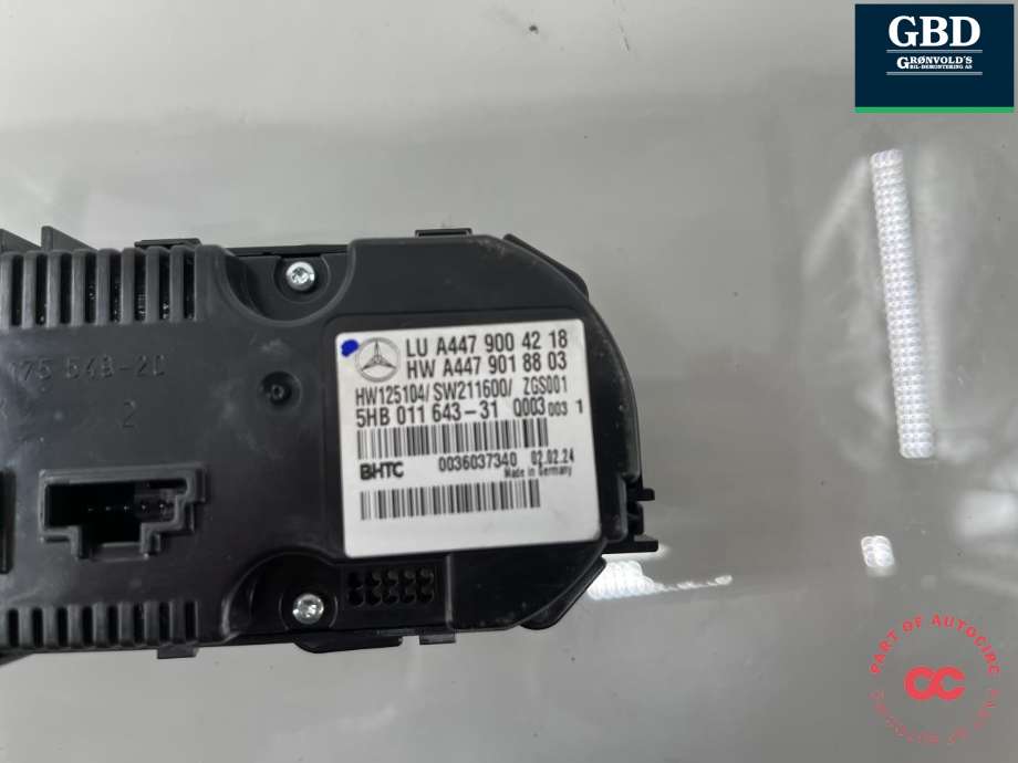 Varmeapparat betjening til Mercedes Vito 2014-->> (W447) (W447) (A 447 900 42 18|)