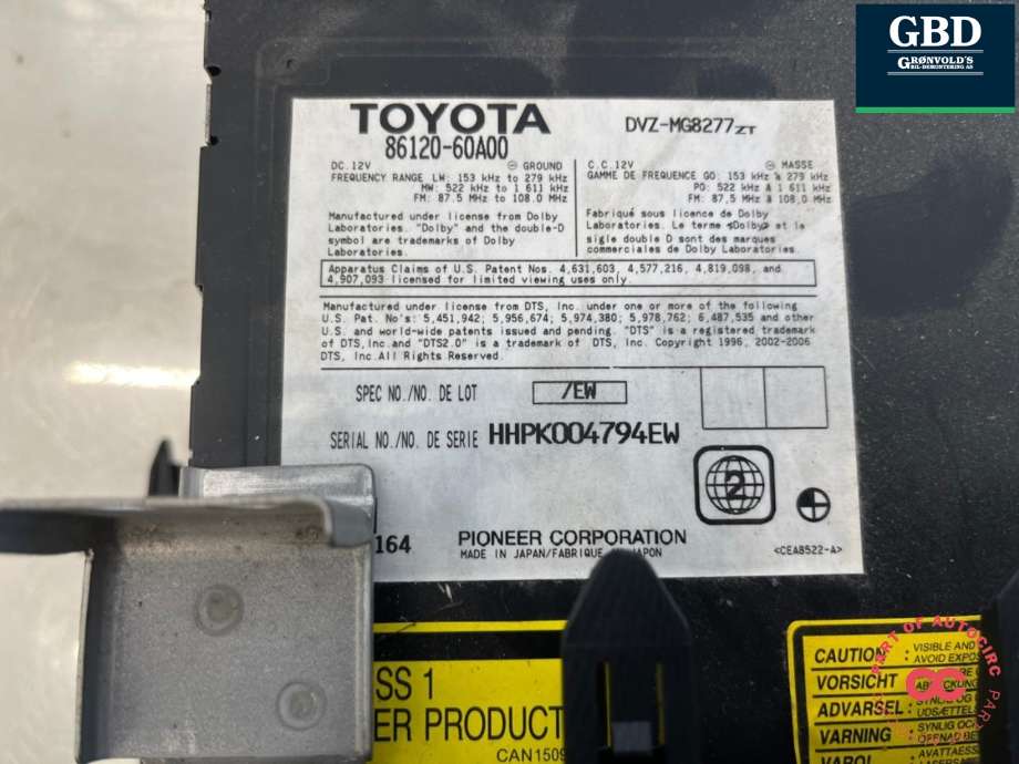 Bilstereo til Toyota Land Cruiser 200 2008-->>  (8642160010|8642160010EX|)