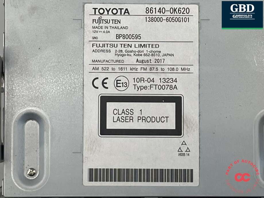 Bilstereo navigasjon til Toyota Hilux 2016-2020  (861400K620|)