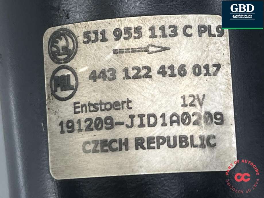 Viskermotor frontrute til Škoda Fabia 2010-2014 (Type II, Fase 2) (5J1 955 023 D|5J1 955 113 B|5J1955113C | 443122416017)