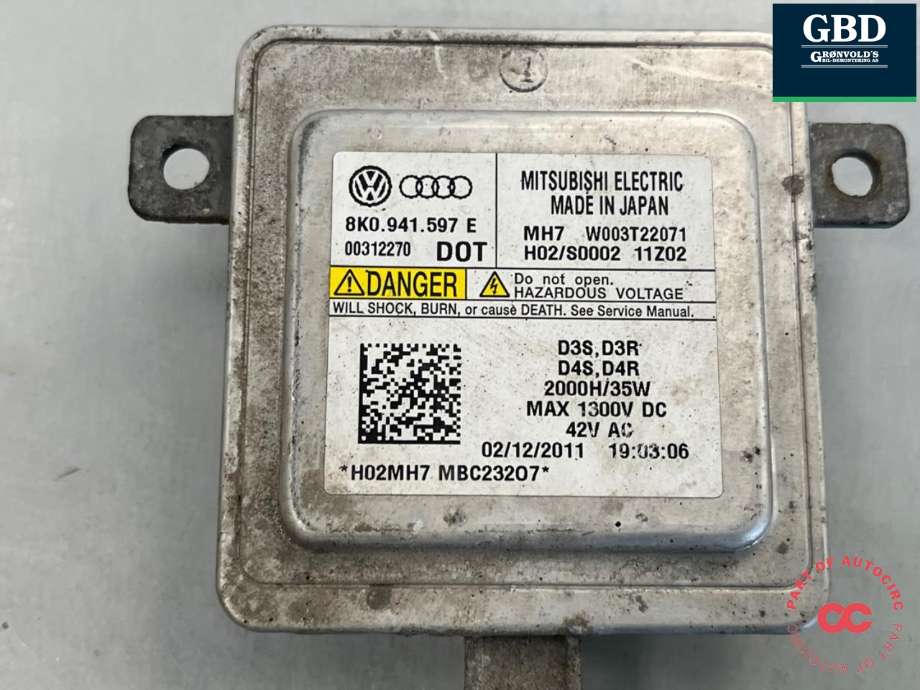 Styreenhet xenon/ballast til Audi A7 2010-2014 (Type I, Fase 1)  (8K0 941 597 E|)