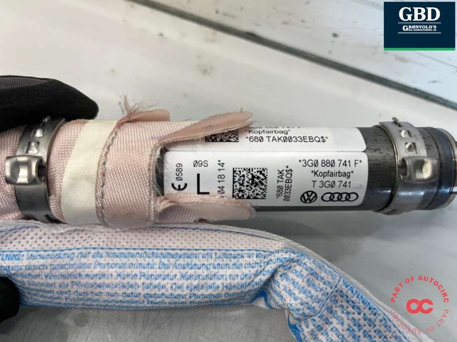 Airbag gardin venstre til VW Passat 2015-2019 (Fase 1) (B8) (B8) (3G0 880 741 H|3G0 880 741 F|)
