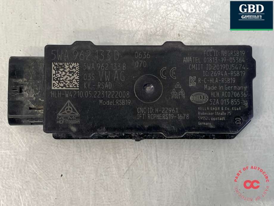 Styreenhet nøkkelfri/keyless til VW ID.4, 2020-->> (5WA 962 133 D)
