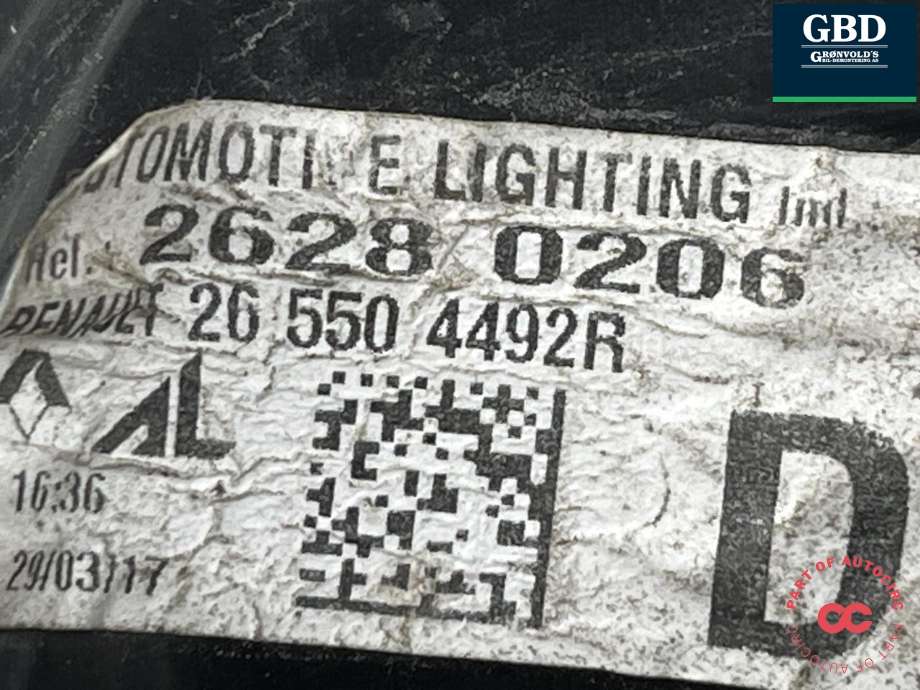 Baklykt høyre til Renault Zoe 2013-2019 (Fase 1) (265509696R|26280206|265504492R)