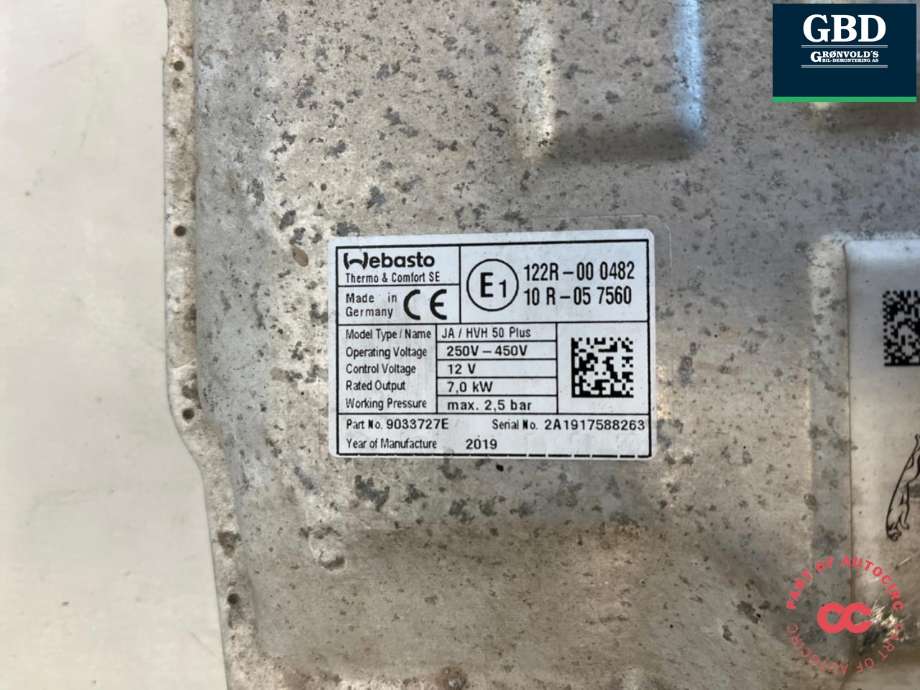 Varmeapparat PTC-heater til Jaguar I-PACE 2018-->> (T4K15566|J9D38D196AD|T4K11280| J9D318K600AE)
