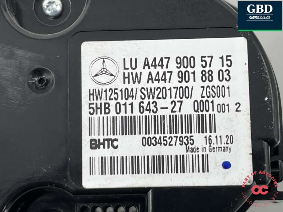 Varmeapparat betjening til Mercedes Vito 2014-->> (W447) (W447) (A 447 900 42 18|A 447 900 57 15|A4479018803)