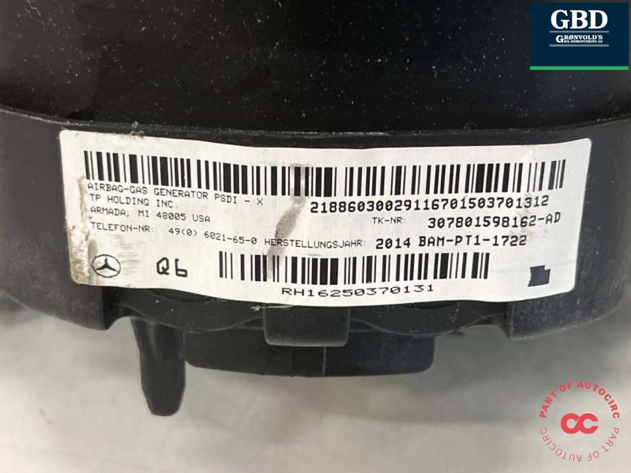 Airbag rattpute til Mercedes E-Klasse 2013-2016 (Fase 2) (W212) (W212) (A 000 860 51 03 9116|)