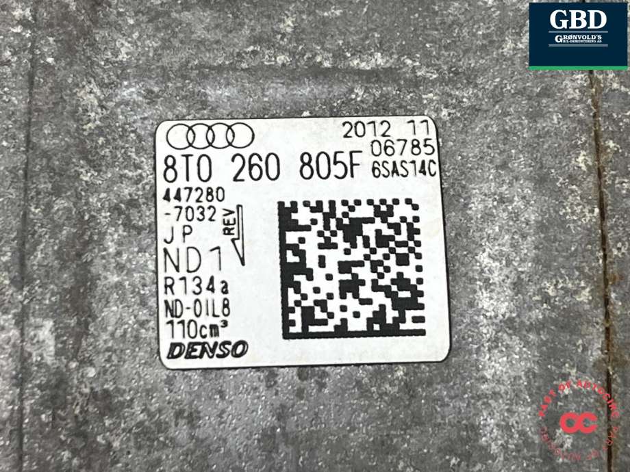 Aircondition kompressor til Audi Q5 2012-2017 (Type I, Fase 2) (8T0 260 805 T|8T0 260 805 F|)