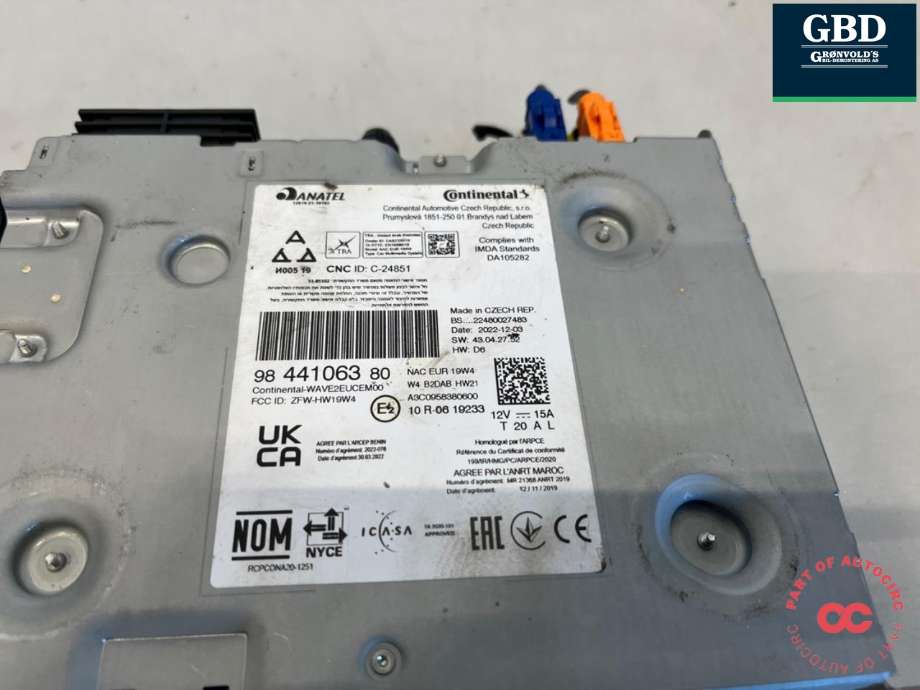 Bilstereo til Opel Vivaro C 2020-->> (98 441 063 80|)