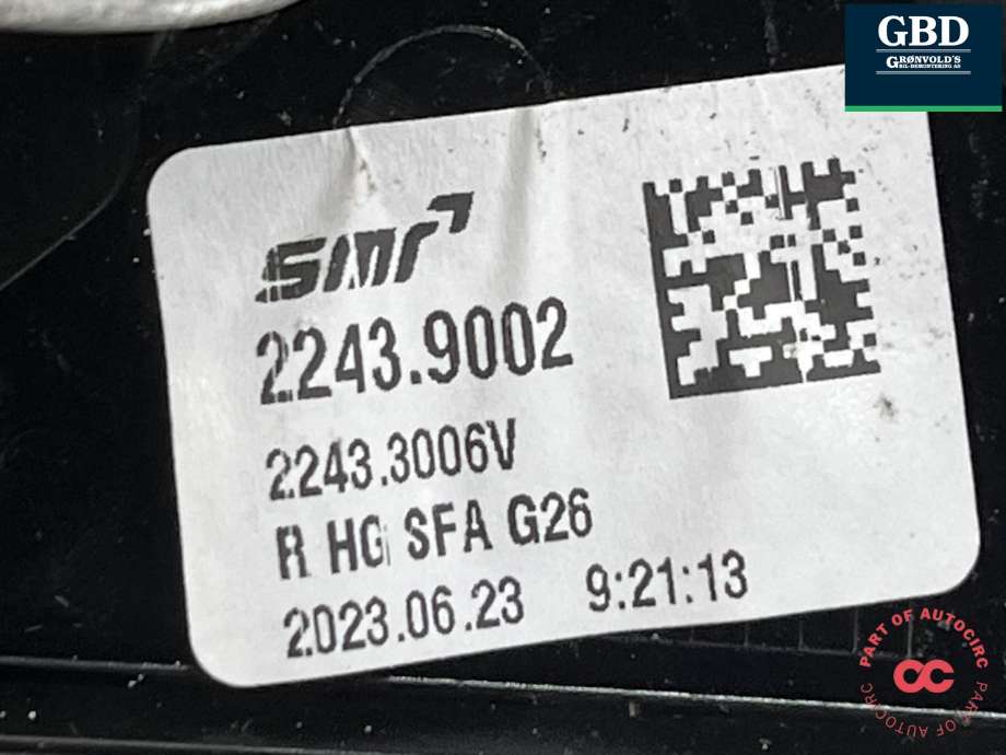 Speil høyre til BMW i4 2021-->> (G26) (G26) (51 16 5 B4B C18|51 16 5 A43 BF6|22439002)