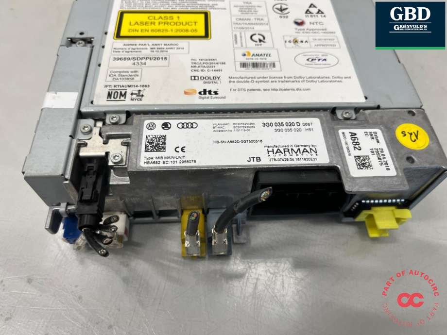Bilstereo til VW e-Golf 2014-2017 (Fase 1) (3G0 035 020 C|3G0 035 020 CX|)
