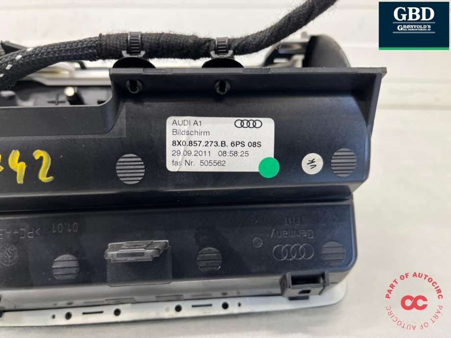 Bilstereo navigasjon skjerm til Audi A1 2010-2014 (Type I, Fase 1)  (8X0 919 603 B|8X0 919 603|)