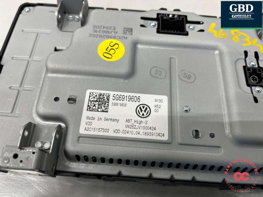 Multimedia display (MCU - Media Controller Unit) til VW e-Golf 2017-2020 (Fase 2)  (5G6 919 606 C|)