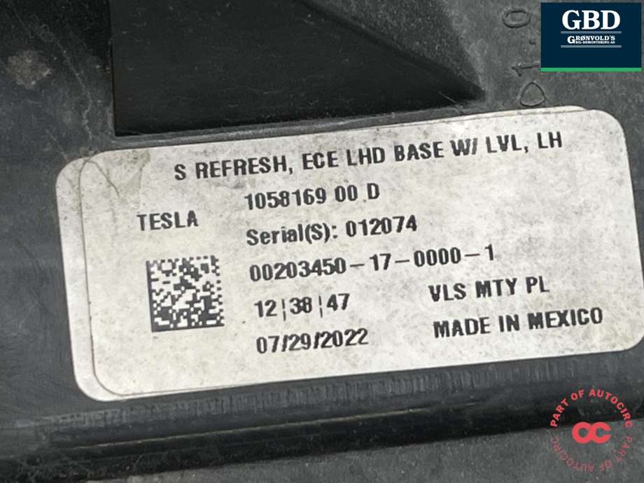 Frontlykt venstre full-LED til Tesla Model S 2016-2021 (Fase 2) (1058169-00-D|)