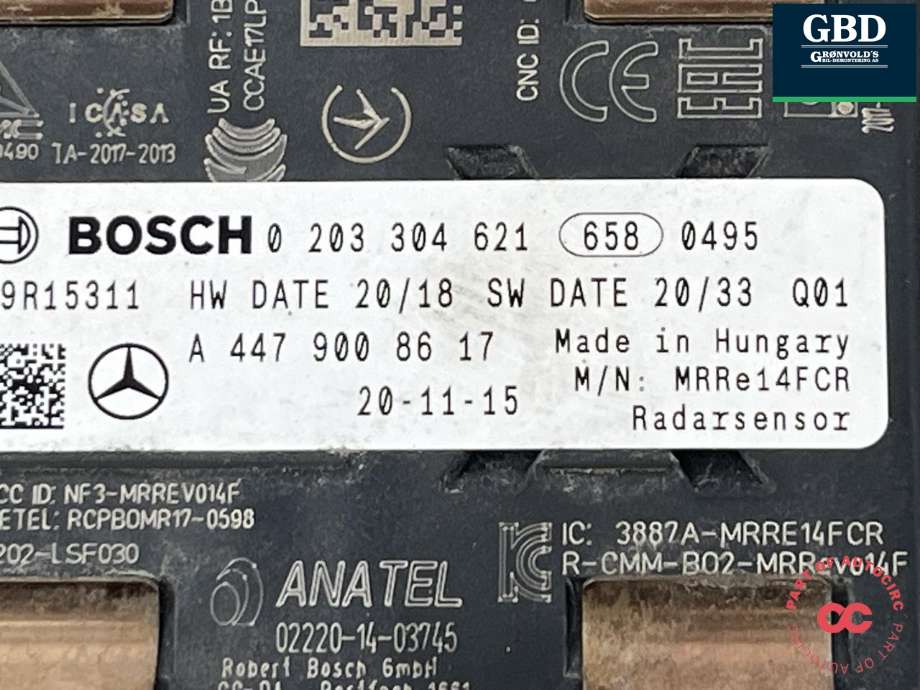 Sensor radar til Mercedes Vito 2014-->> (W447) (W447) (A 447 900 52 21|A 447 900 15 18|0203304621)