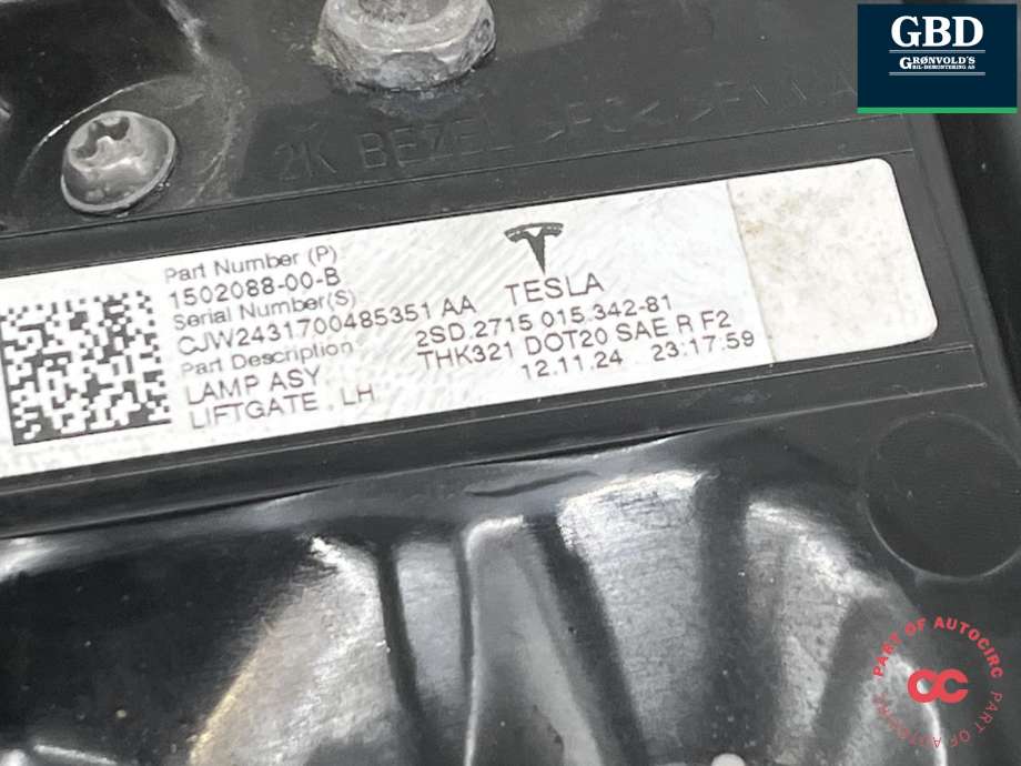Baklykt venstre indre til Tesla Model Y 2021-2024 (Type I) (1502088-00-B|)