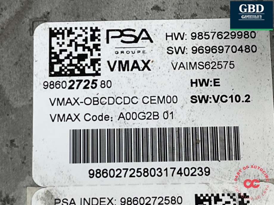 Batterilader (OBC - On Board Charger) til Citroën Berlingo 2019-->> (Type III) (9860272580|16 880 454 80|)