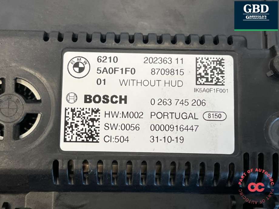 Instrumentpanel til BMW 3-Serie 2018-->> (G20) (G20) (62 10 5 B4A 589|6210 5A0F1F0|)