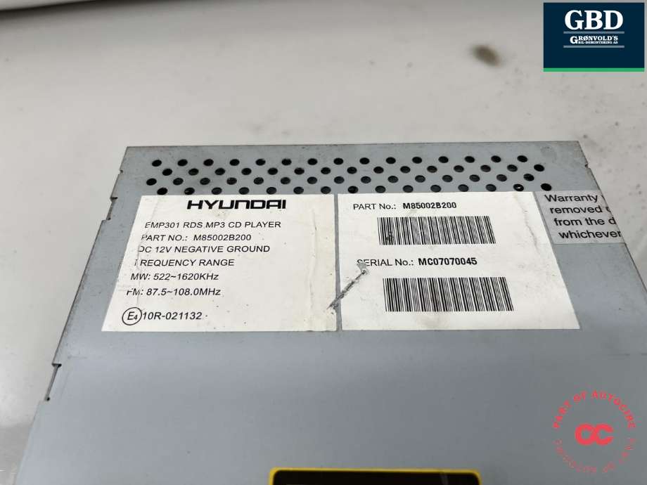 Bilstereo til Hyundai Santa Fe 2006-2009 (Type II, Fase 1) (NO PART ID|)