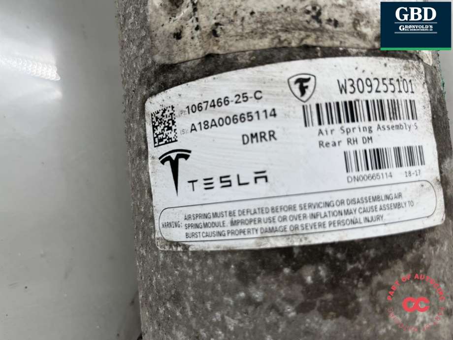 Fjær bak nivå luftpute/belg til Tesla Model S 2016-2021 (Fase 2) (1067466-25-C|1067466-00-C|)