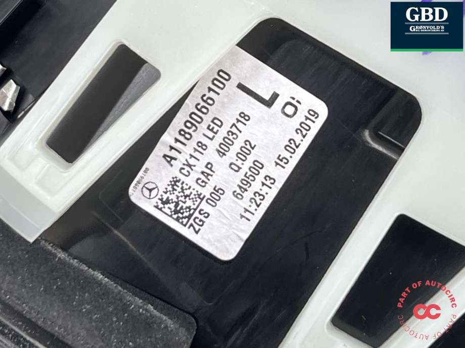 Baklykt venstre indre til Mercedes CLA 2019-->> (C118) (C118) (A 118 906 61 00|)