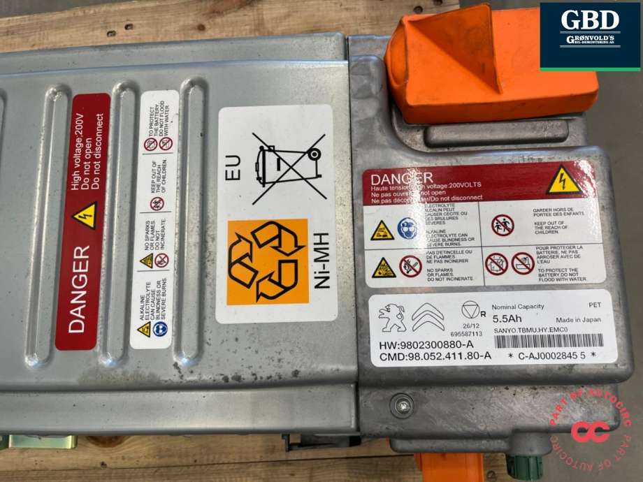 Batteripakke hybrid til Peugeot 508 2011-2014 (Type I, Fase 1)  (16 098 667 80|)