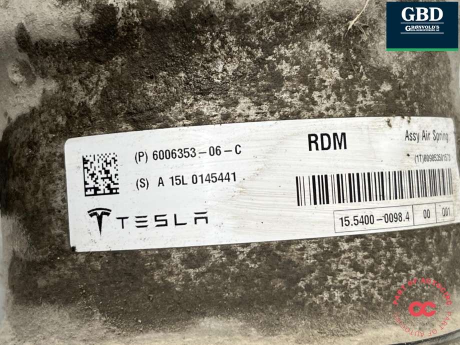Fjær bak nivå luftpute/belg til Tesla Model S 2013-2016 (Fase 1) (6006353-06-C|6006353-06-B|)