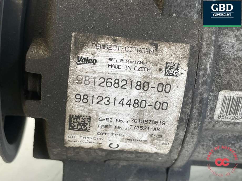 Aircondition kompressor til Peugeot 308 2013-2021 (Type II) (98 275 291 80|98 126 821 80|16 172 944 80)