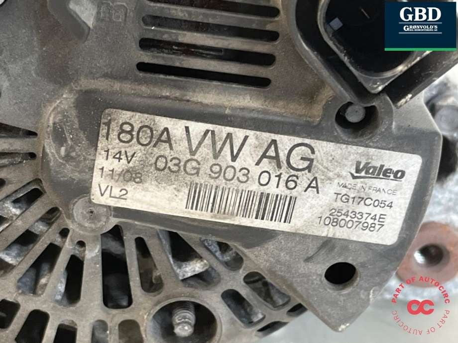 Dynamo diesel til Audi A6 2008-2011 (Type III, Fase 2) (C6) (C6) (03G 903 016 AX|)
