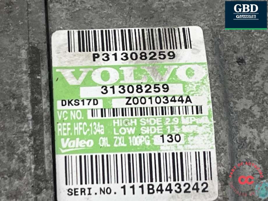 Aircondition kompressor til Volvo XC90 2007-2014 (Type I, Fase 2)  (36001066|31308259|)