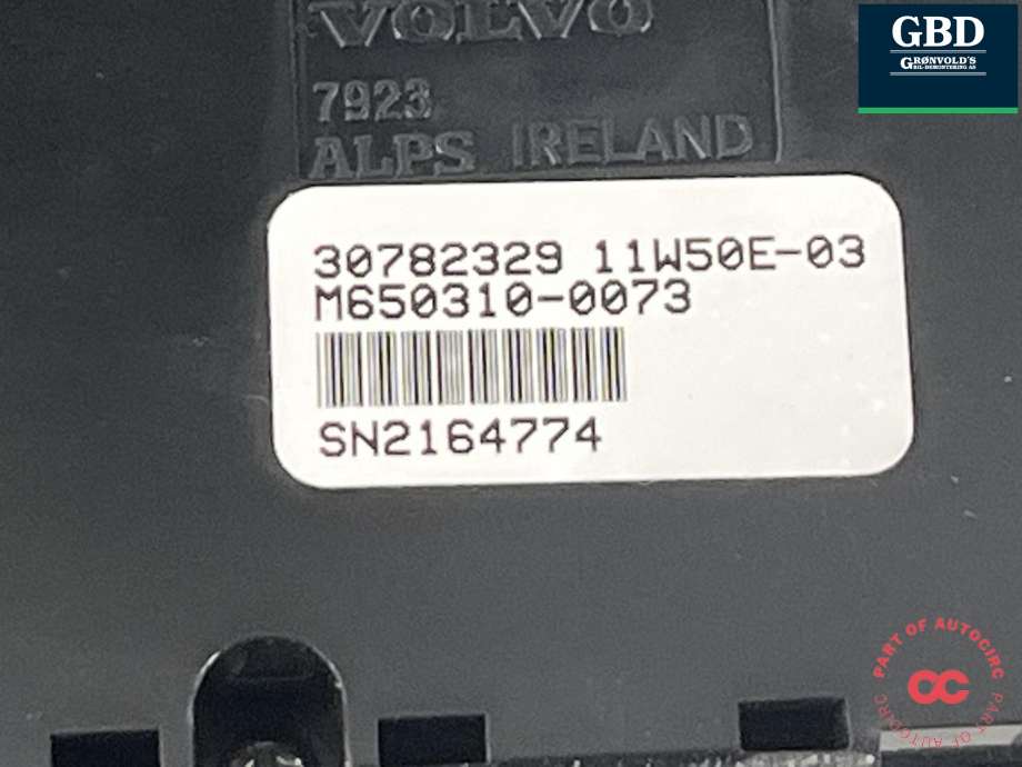 Varmeapparat betjening til Volvo XC90 2007-2014 (Type I, Fase 2) (30782691|30782329|)