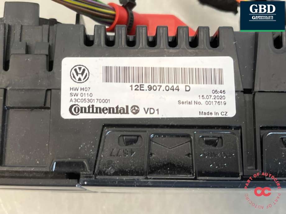Varmeapparat betjening til VW E-Up 2019-->>  (|12E 907 044 D)